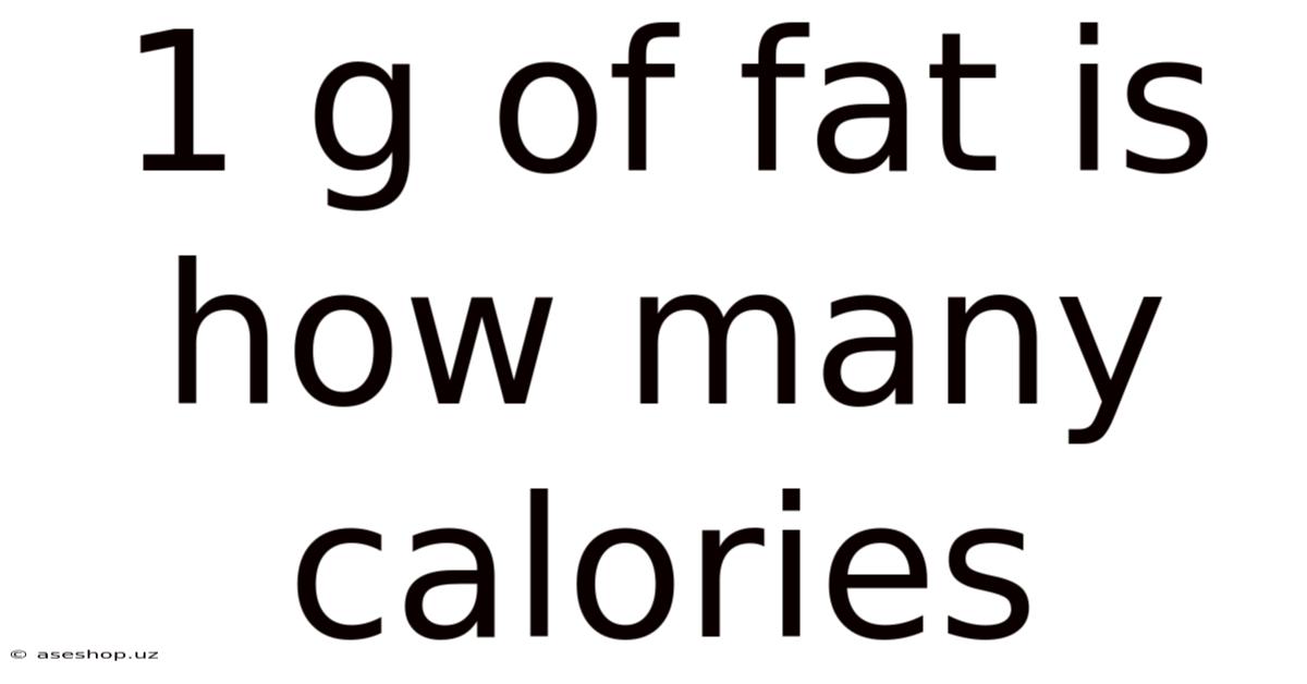 1 G Of Fat Is How Many Calories