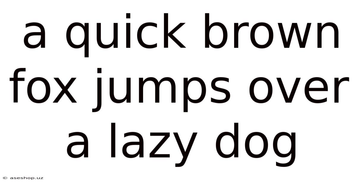 A Quick Brown Fox Jumps Over A Lazy Dog