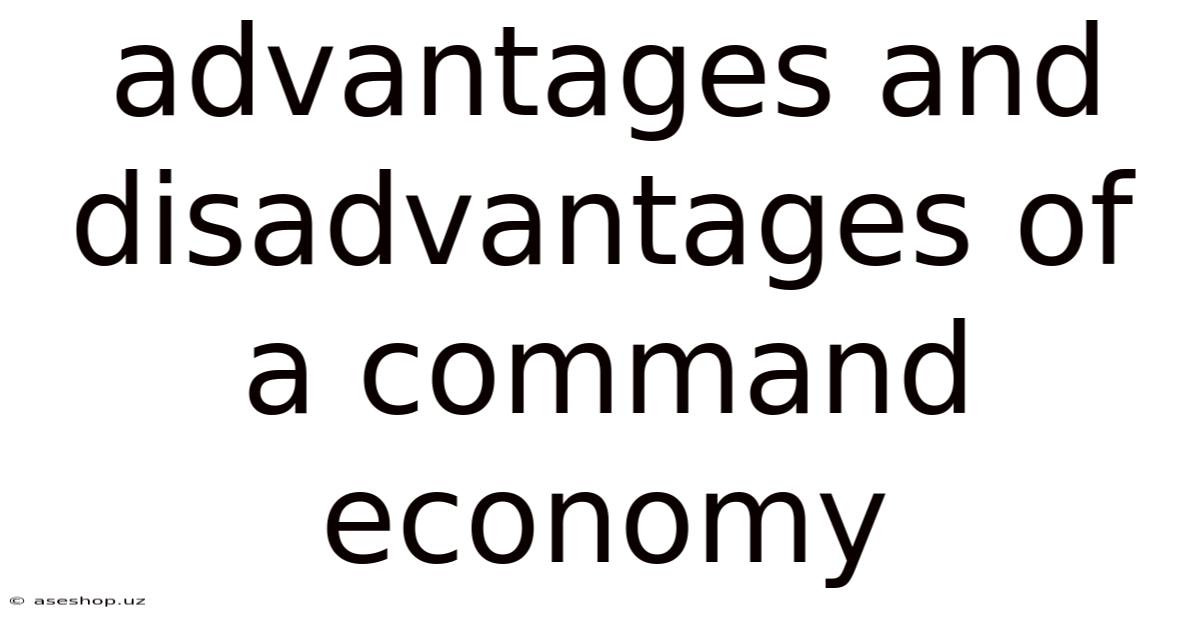 Advantages And Disadvantages Of A Command Economy