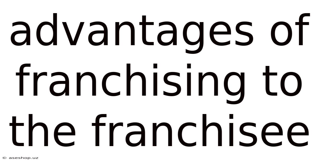 Advantages Of Franchising To The Franchisee