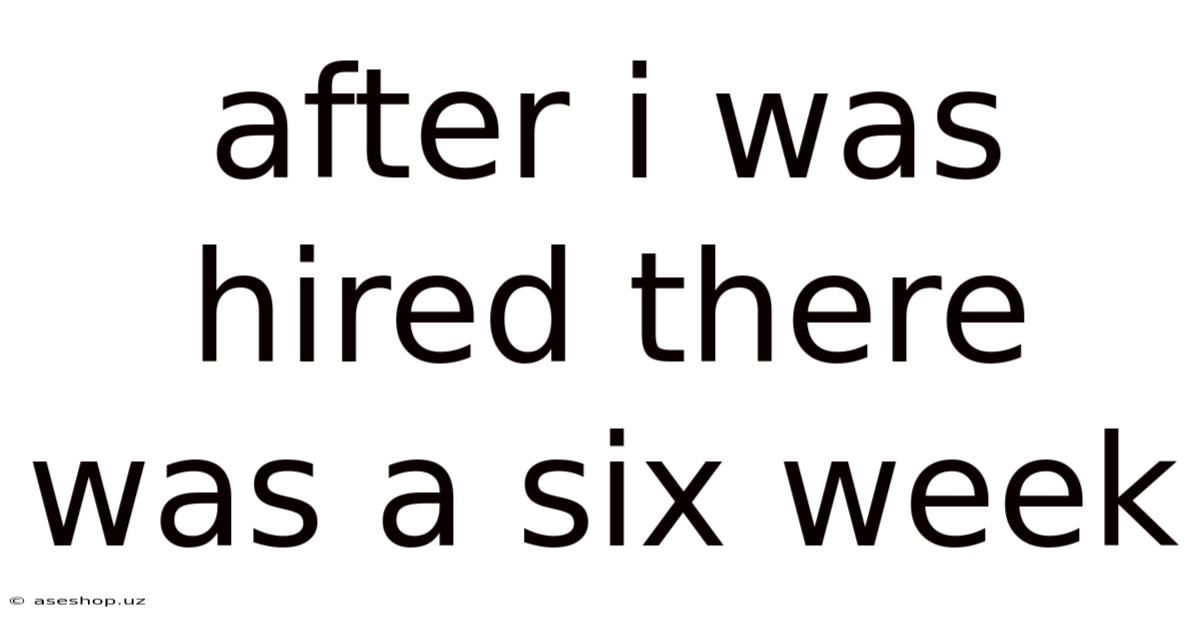 After I Was Hired There Was A Six Week