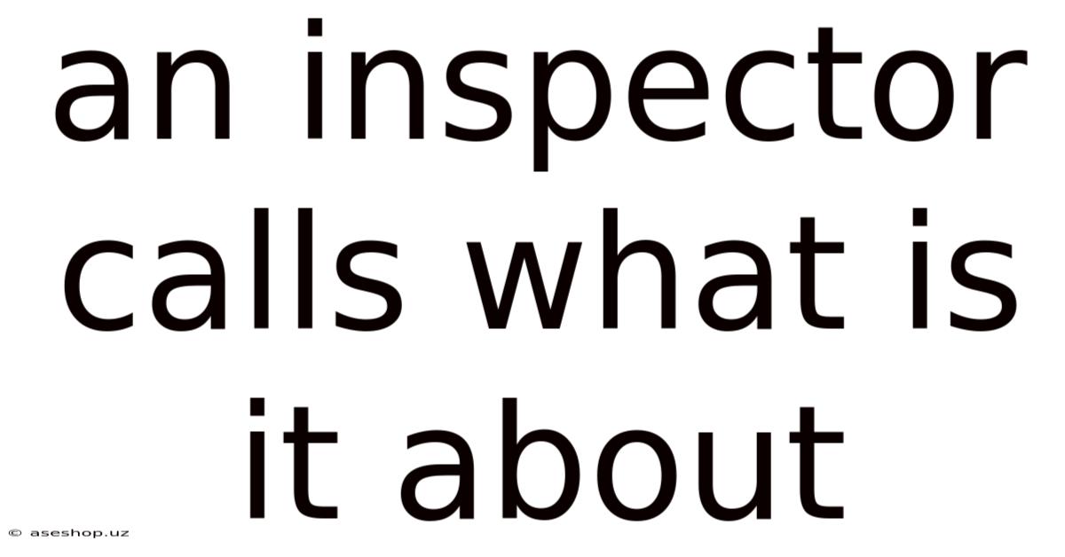 An Inspector Calls What Is It About