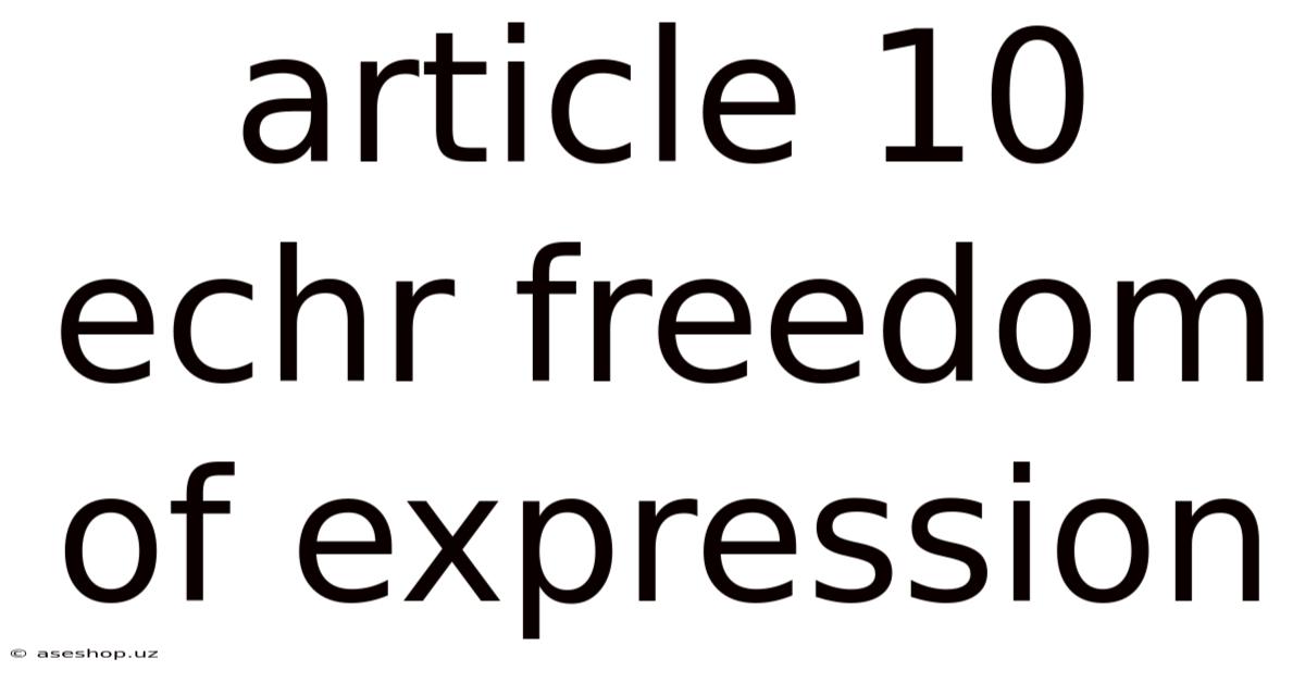 Article 10 Echr Freedom Of Expression