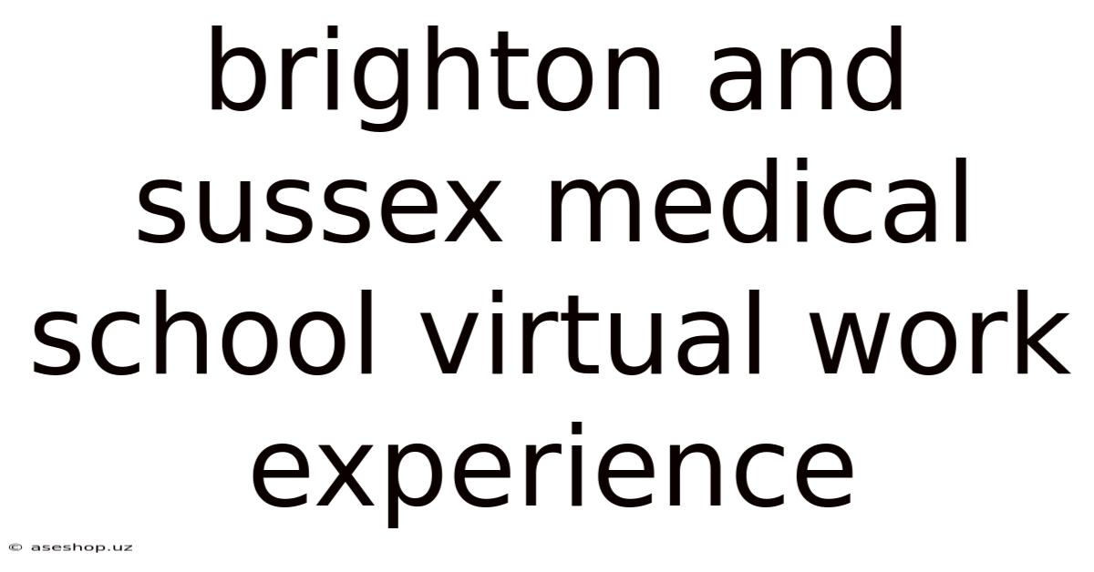 Brighton And Sussex Medical School Virtual Work Experience