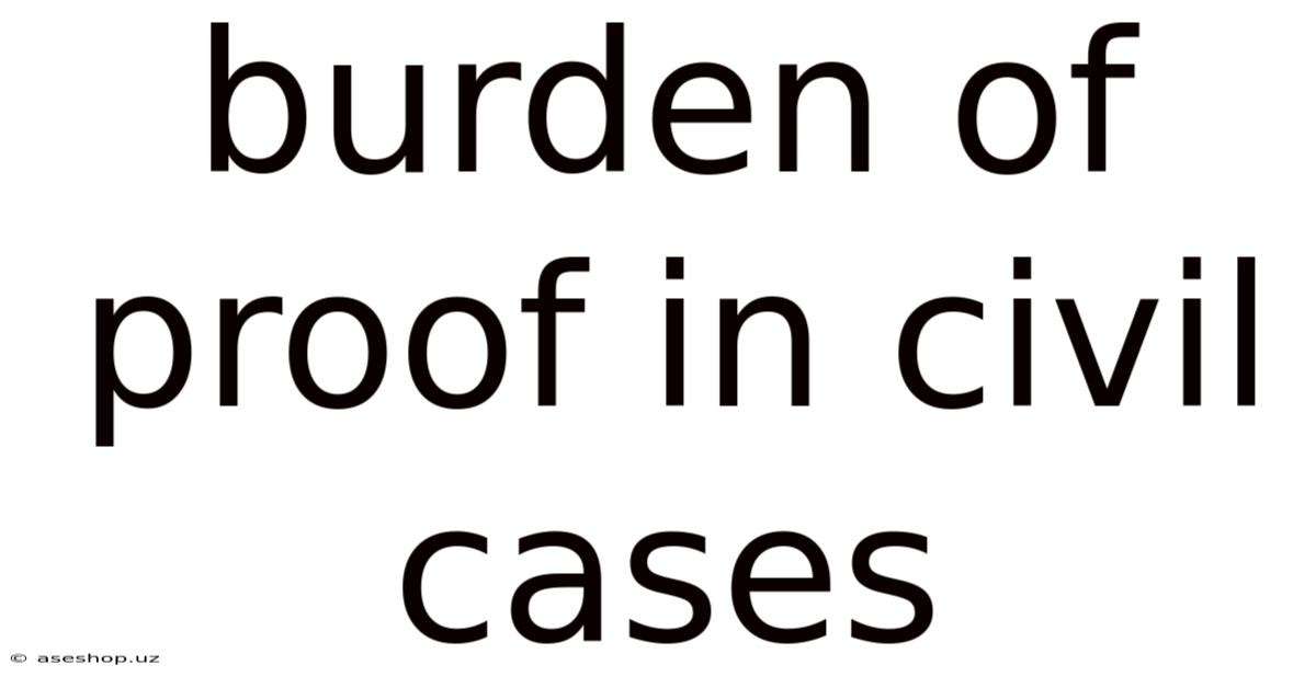Burden Of Proof In Civil Cases