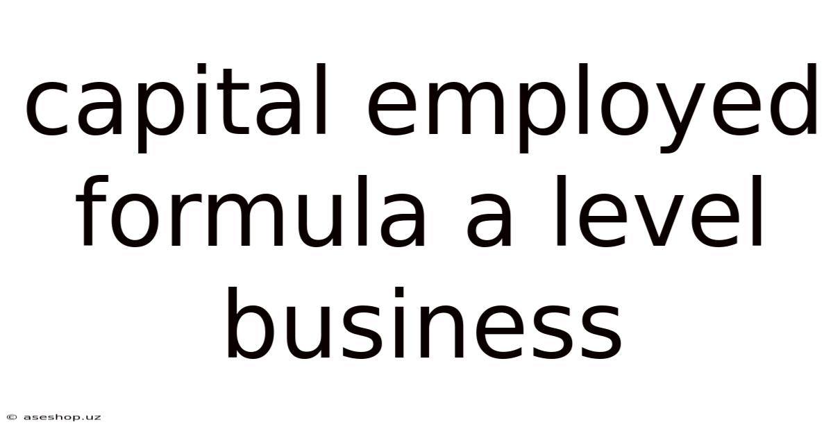 Capital Employed Formula A Level Business