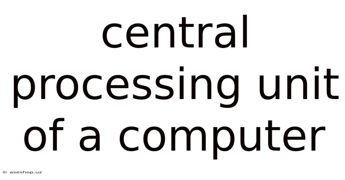 Central Processing Unit Of A Computer