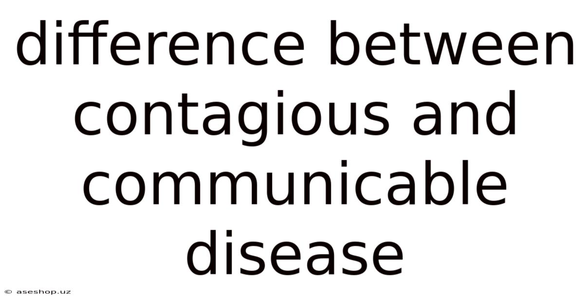 Difference Between Contagious And Communicable Disease