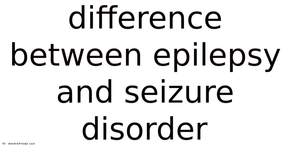 Difference Between Epilepsy And Seizure Disorder