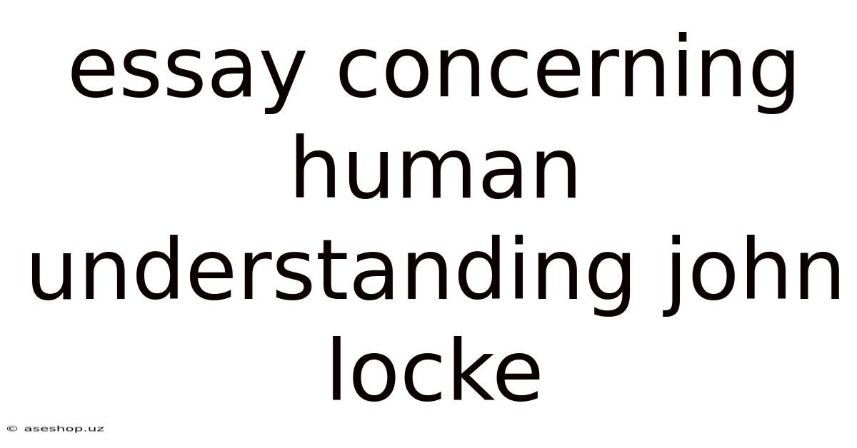 Essay Concerning Human Understanding John Locke
