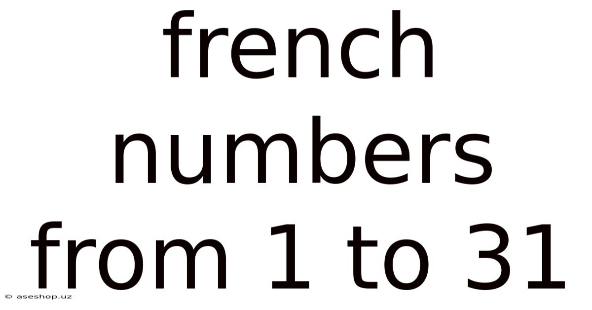 French Numbers From 1 To 31