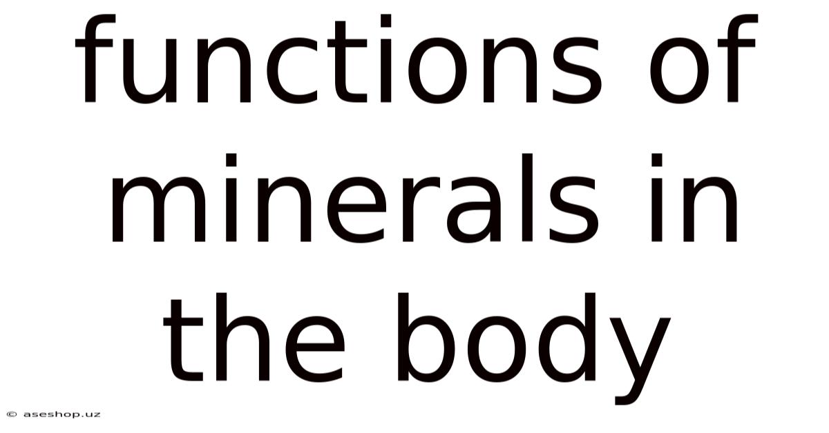 Functions Of Minerals In The Body
