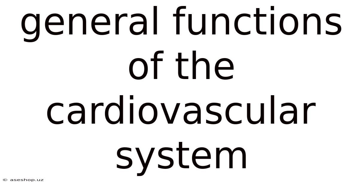 General Functions Of The Cardiovascular System