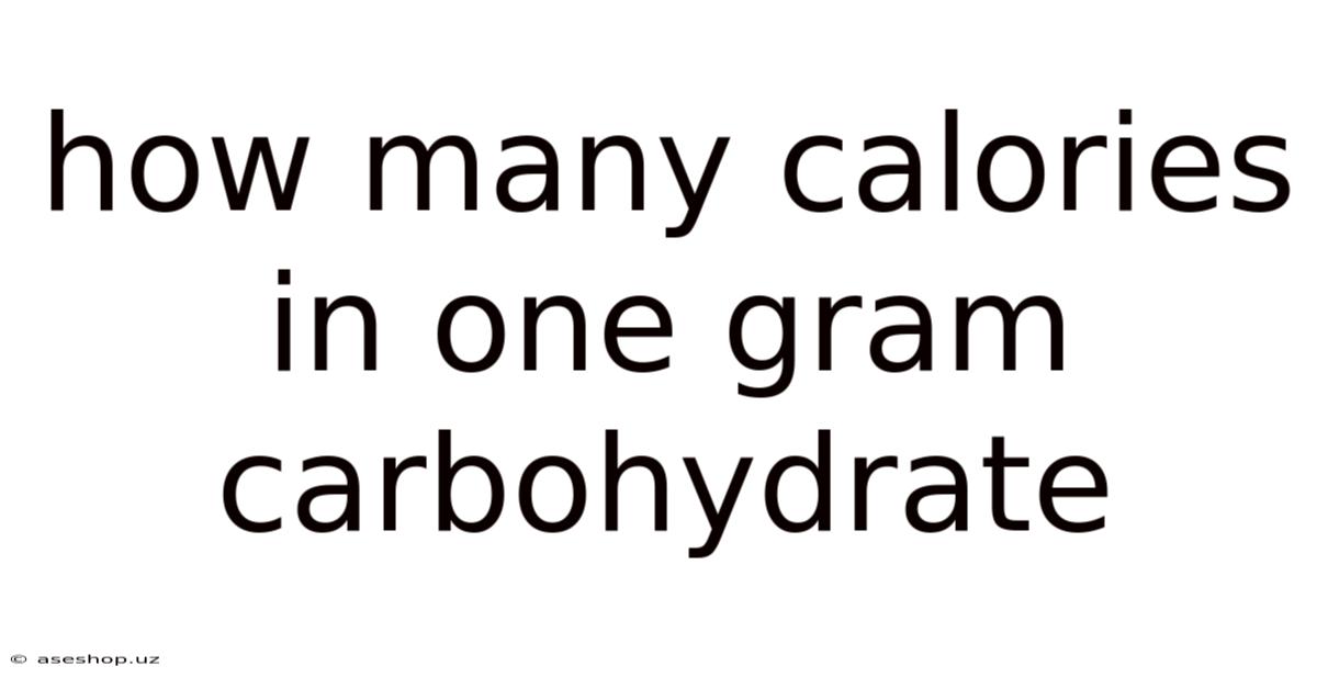 How Many Calories In One Gram Carbohydrate