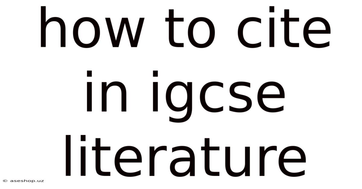 How To Cite In Igcse Literature