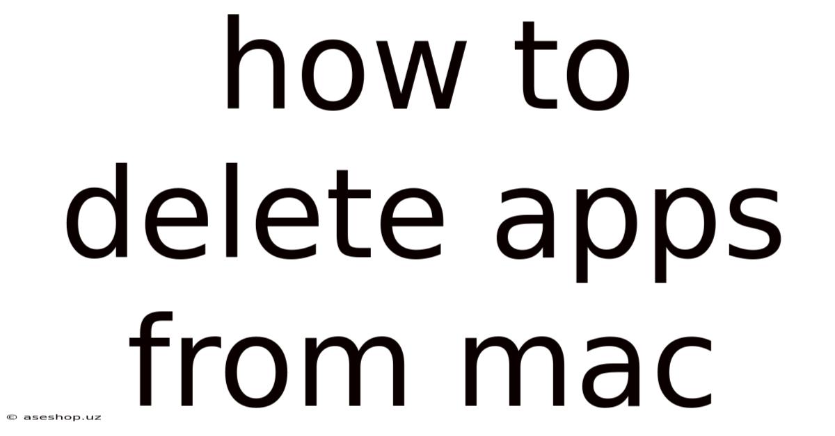 How To Delete Apps From Mac