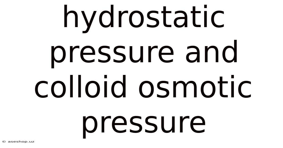 Hydrostatic Pressure And Colloid Osmotic Pressure