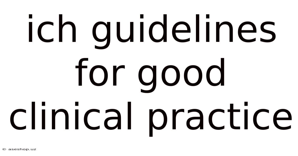 Ich Guidelines For Good Clinical Practice