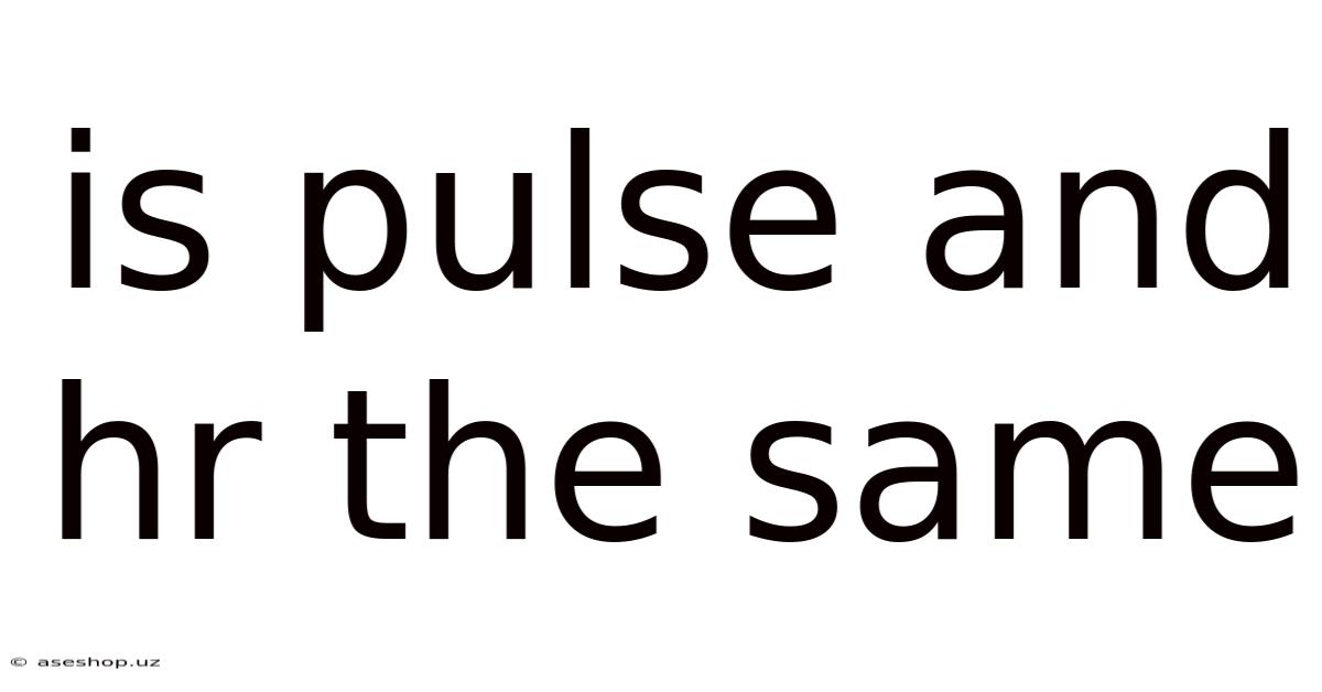 Is Pulse And Hr The Same