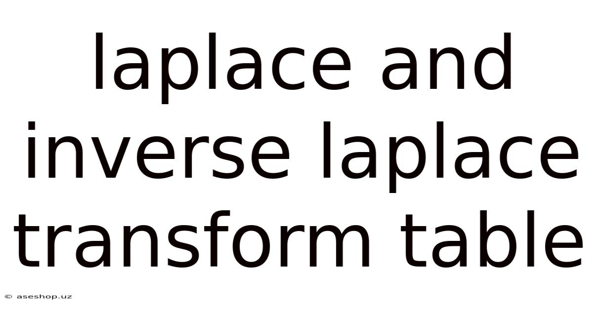 Laplace And Inverse Laplace Transform Table