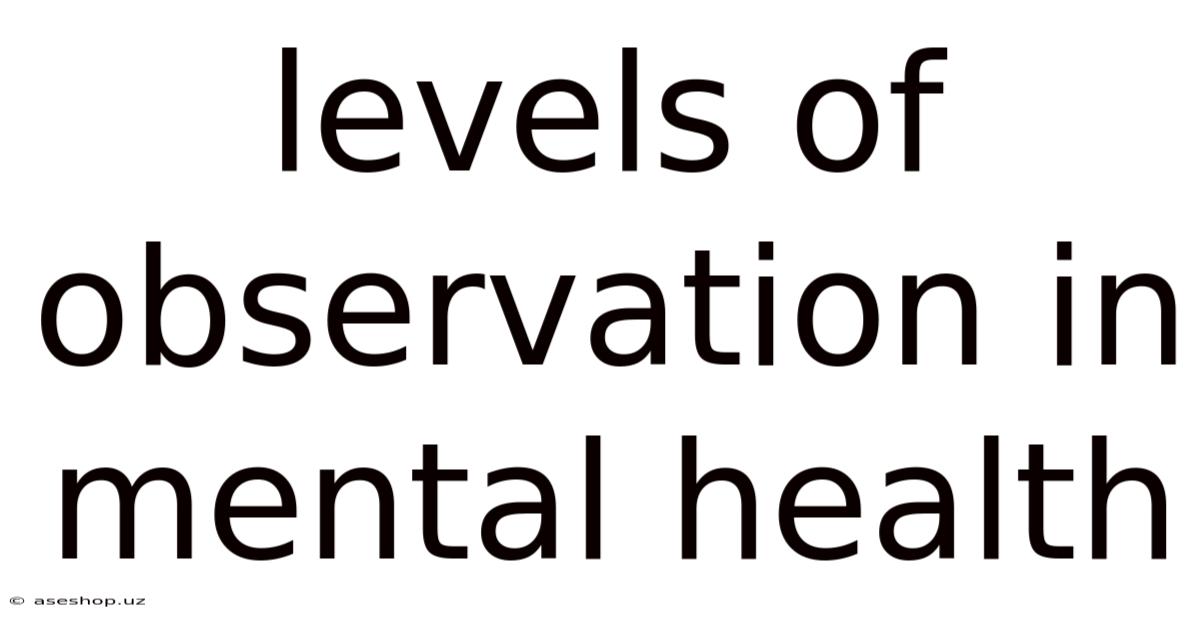 Levels Of Observation In Mental Health
