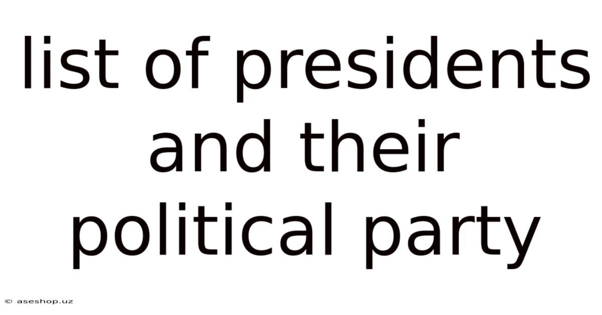List Of Presidents And Their Political Party