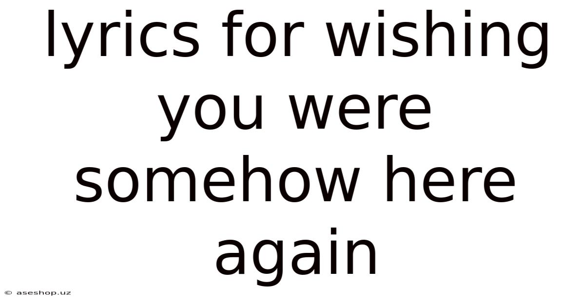 Lyrics For Wishing You Were Somehow Here Again