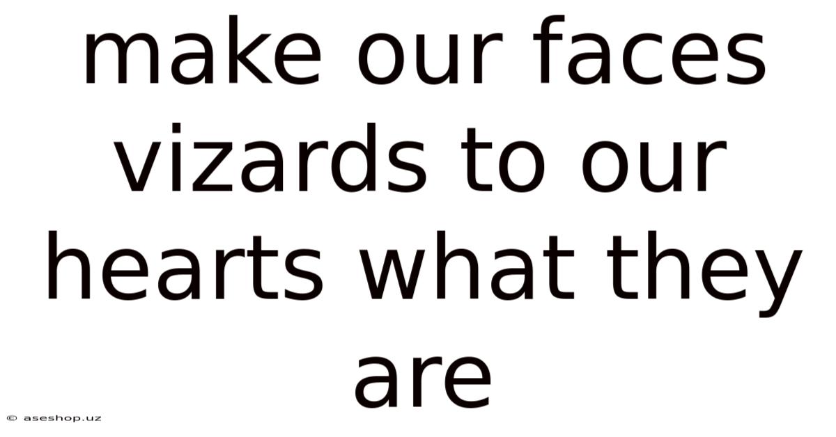 Make Our Faces Vizards To Our Hearts What They Are