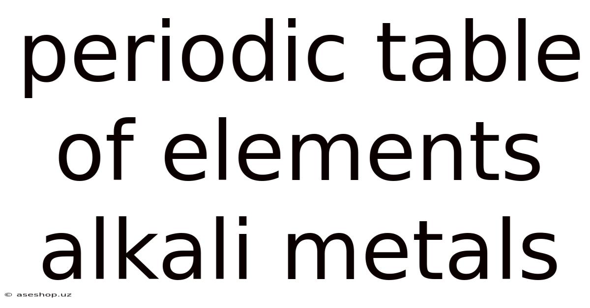 Periodic Table Of Elements Alkali Metals