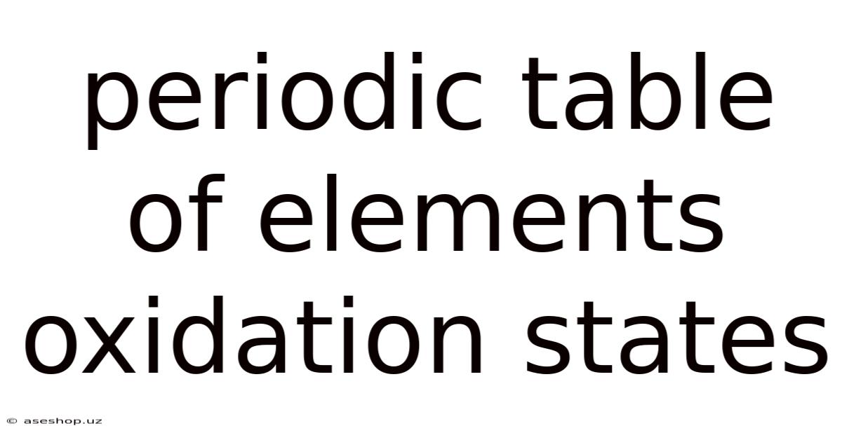 Periodic Table Of Elements Oxidation States