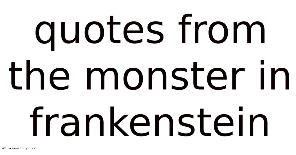 Quotes From The Monster In Frankenstein
