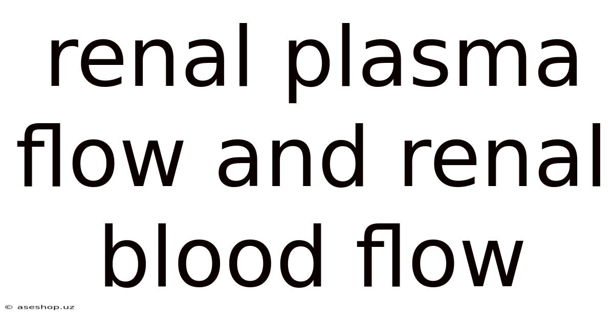 Renal Plasma Flow And Renal Blood Flow