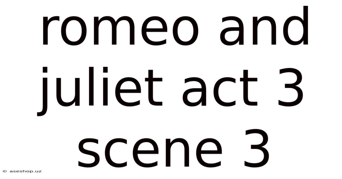 Romeo And Juliet Act 3 Scene 3