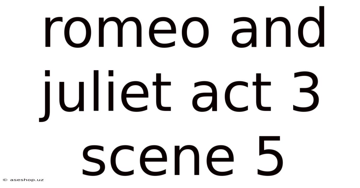 Romeo And Juliet Act 3 Scene 5
