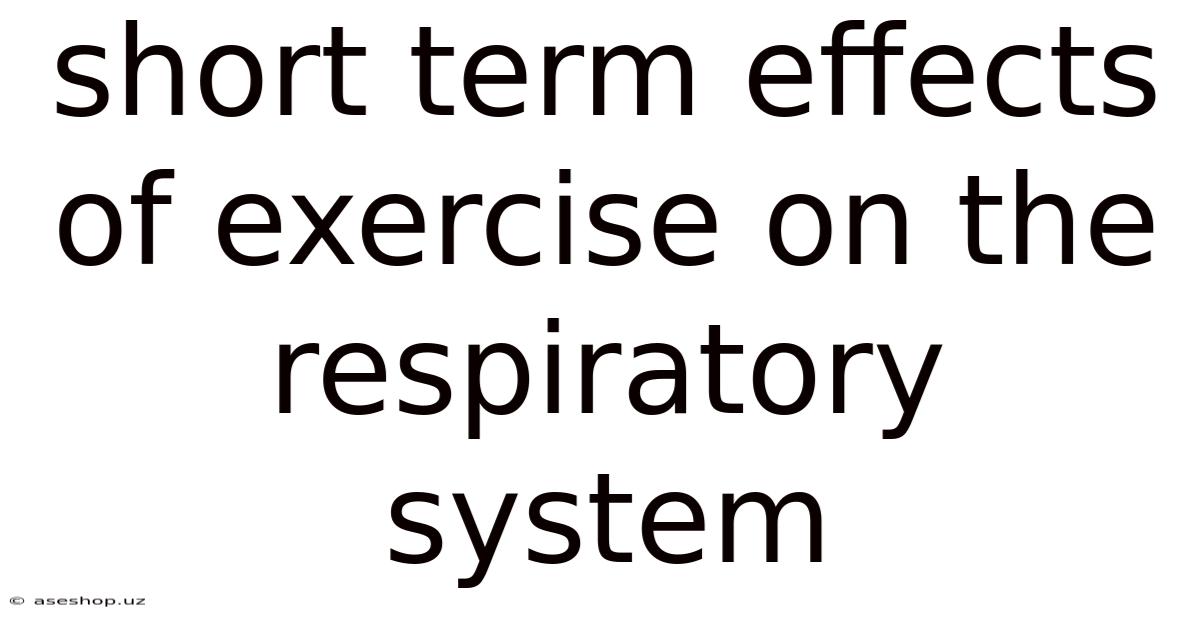 Short Term Effects Of Exercise On The Respiratory System
