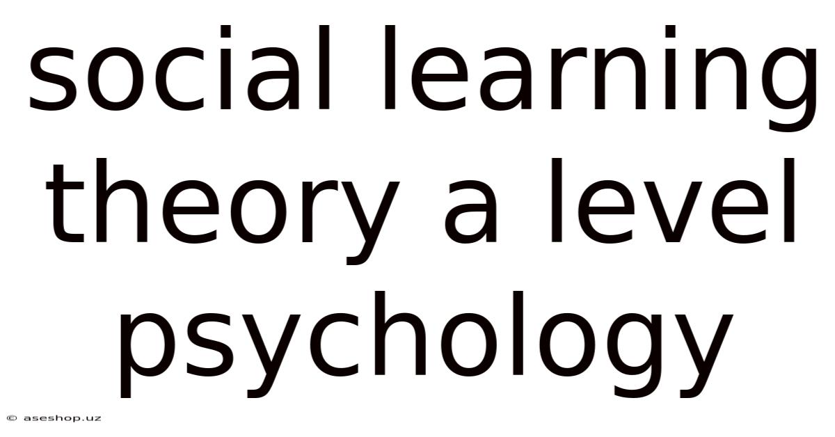 Social Learning Theory A Level Psychology