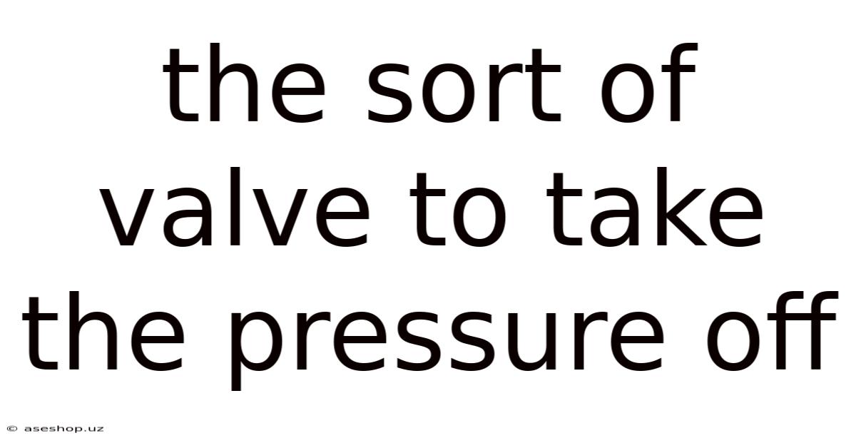 The Sort Of Valve To Take The Pressure Off
