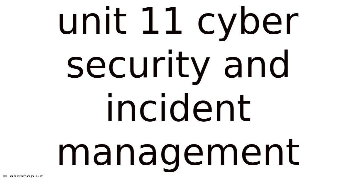 Unit 11 Cyber Security And Incident Management