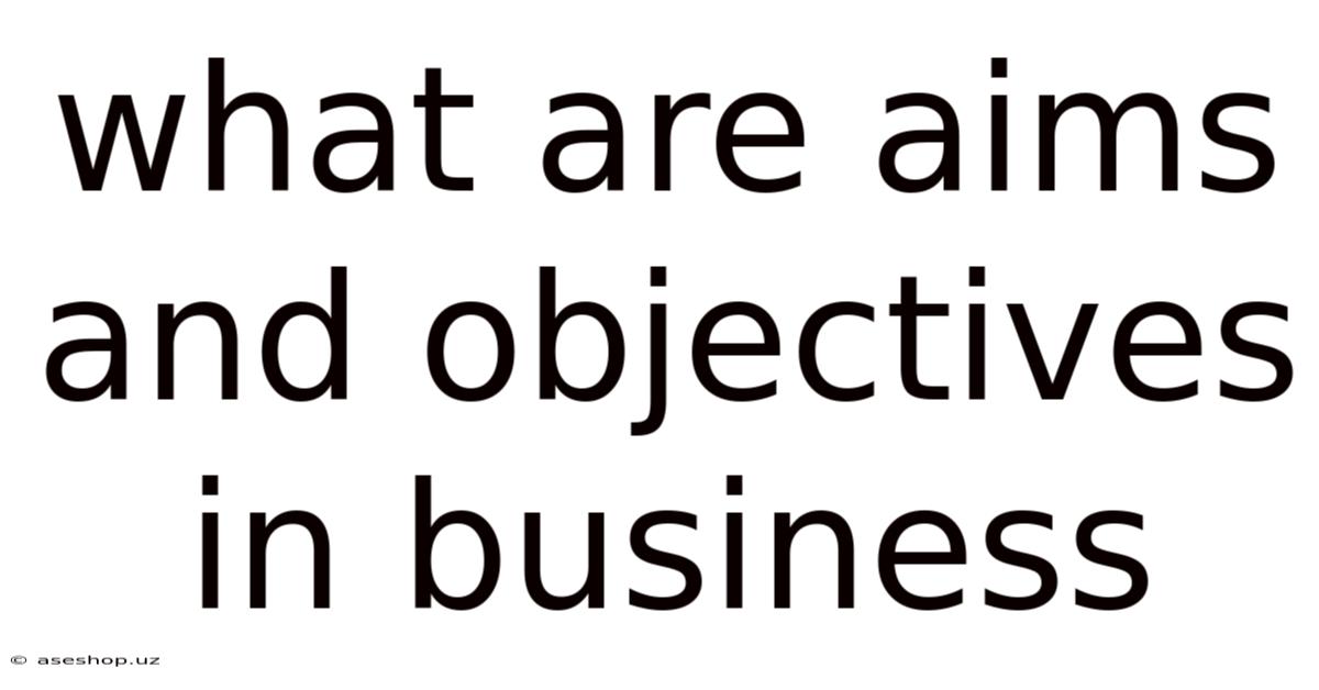 What Are Aims And Objectives In Business