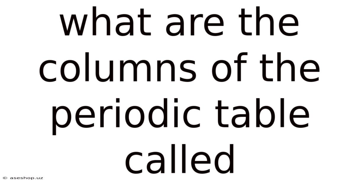 What Are The Columns Of The Periodic Table Called