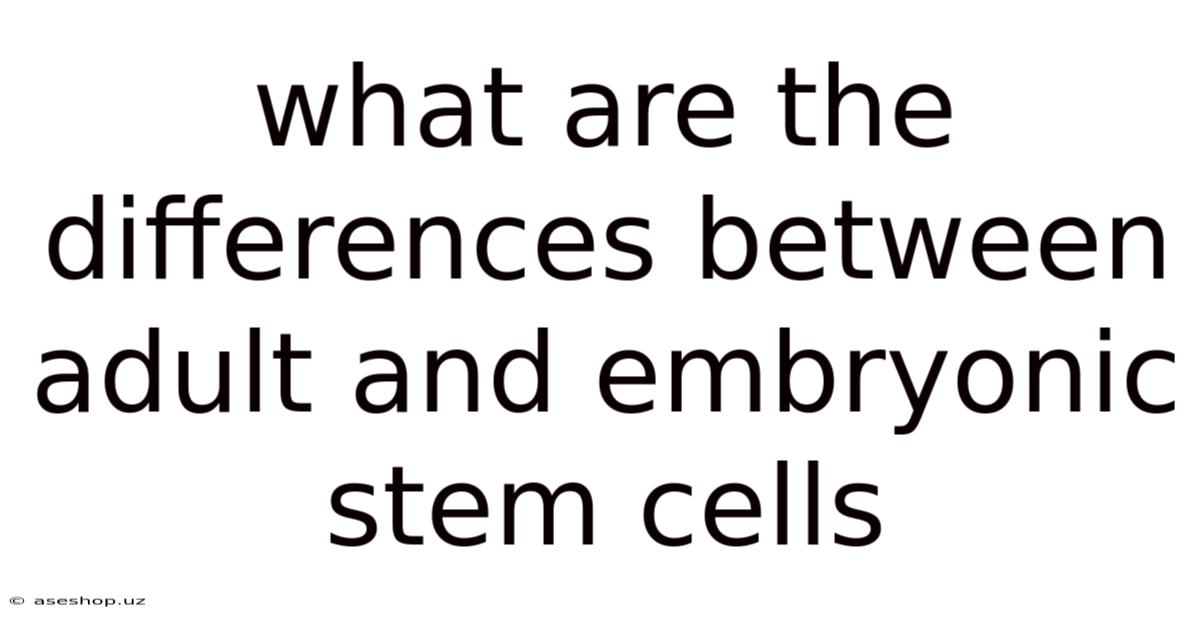 What Are The Differences Between Adult And Embryonic Stem Cells
