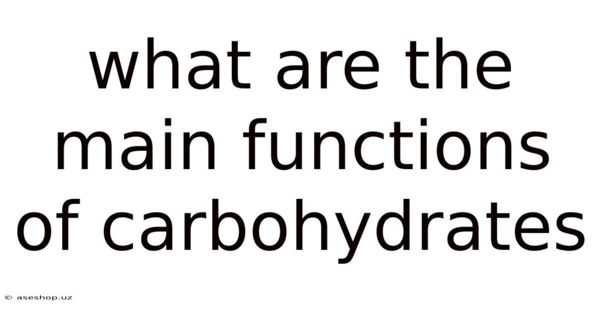 What Are The Main Functions Of Carbohydrates