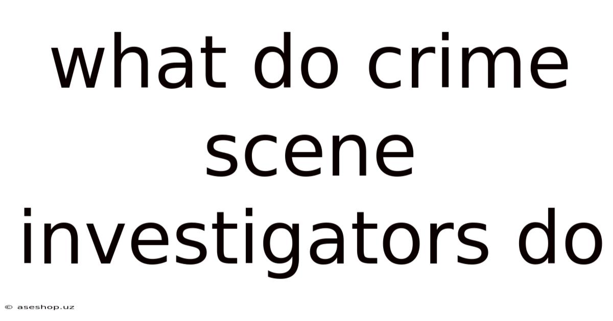 What Do Crime Scene Investigators Do