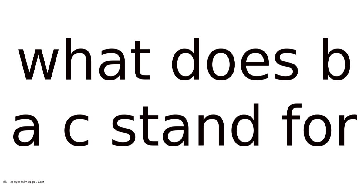 What Does B A C Stand For