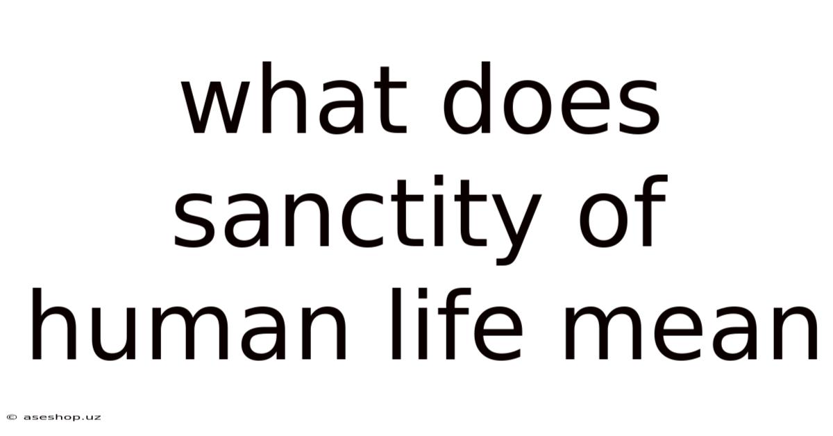 What Does Sanctity Of Human Life Mean