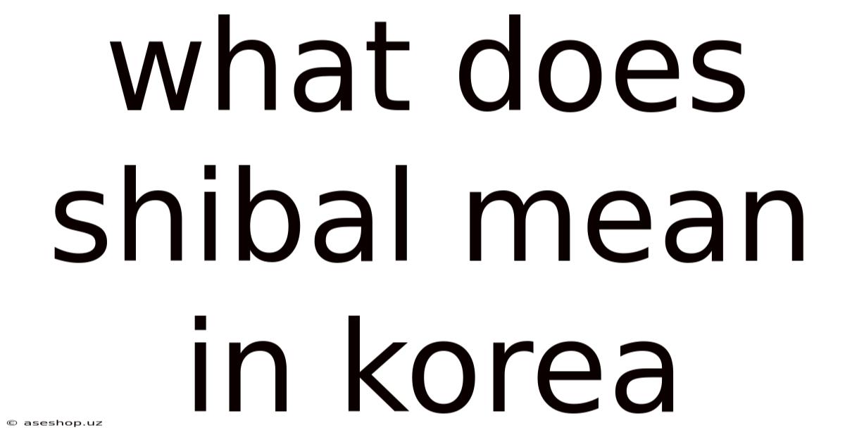 What Does Shibal Mean In Korea