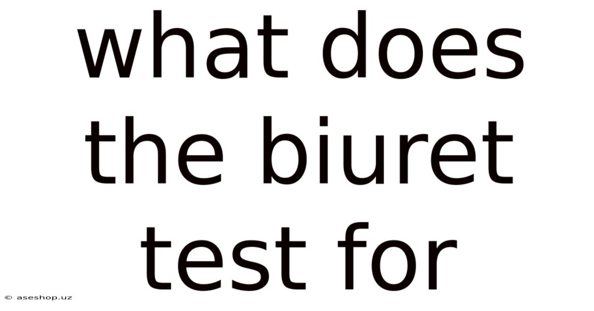 What Does The Biuret Test For