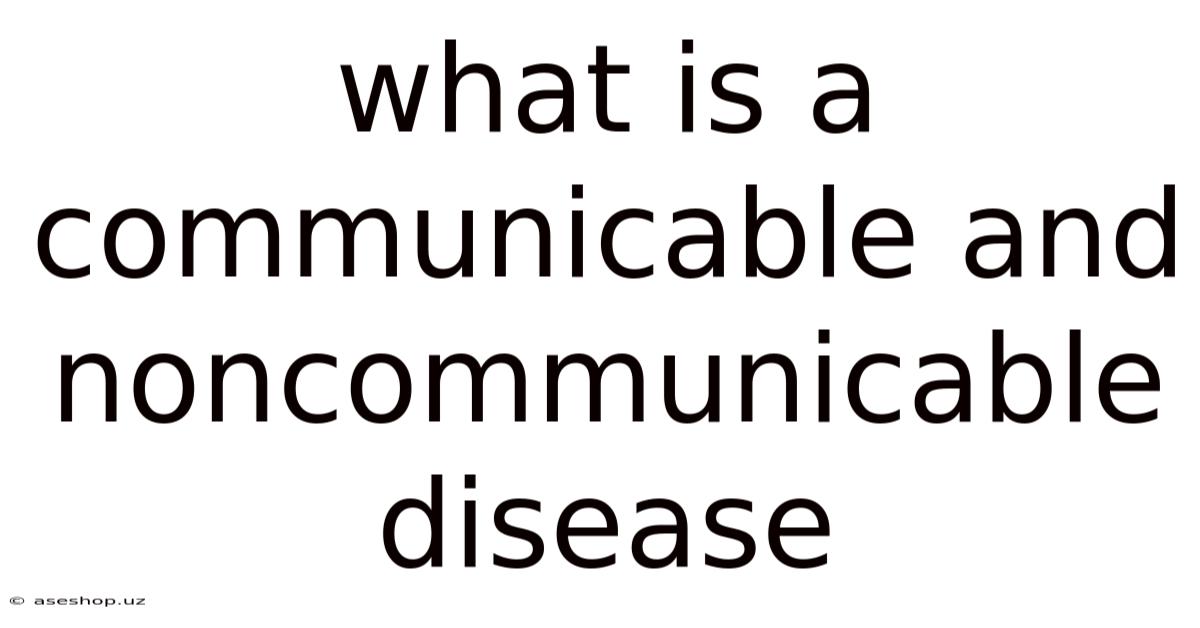 What Is A Communicable And Noncommunicable Disease