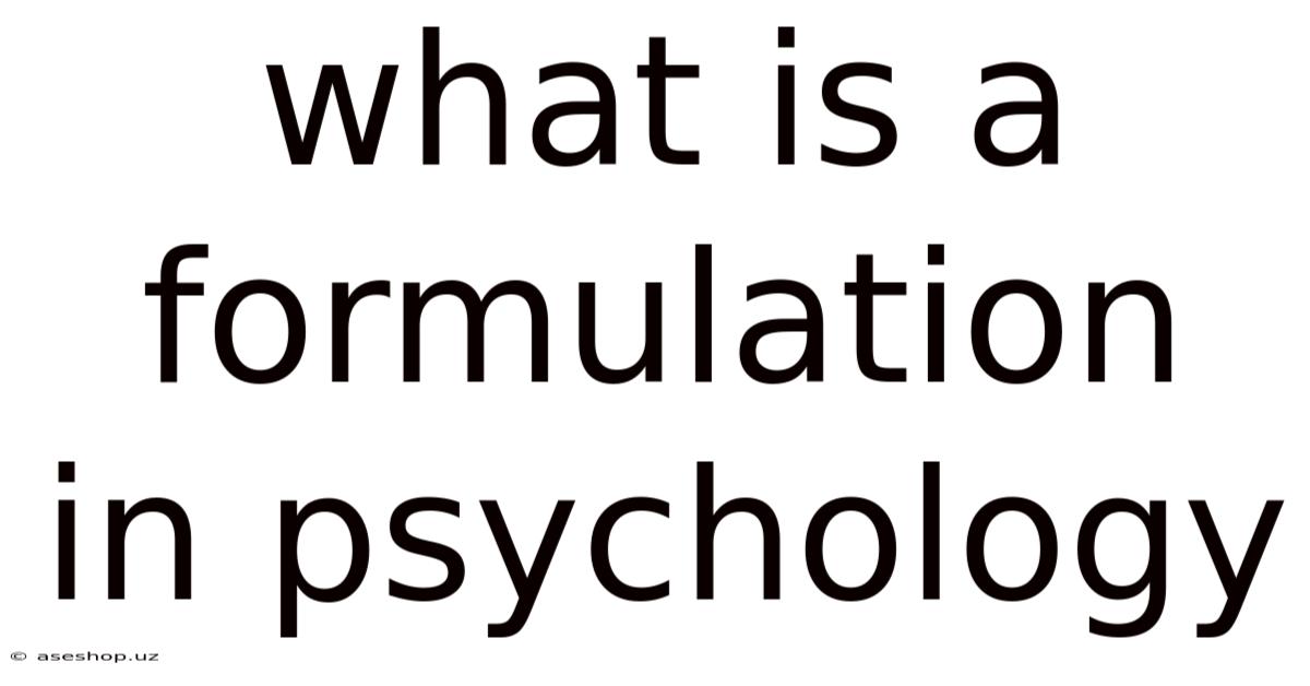 What Is A Formulation In Psychology
