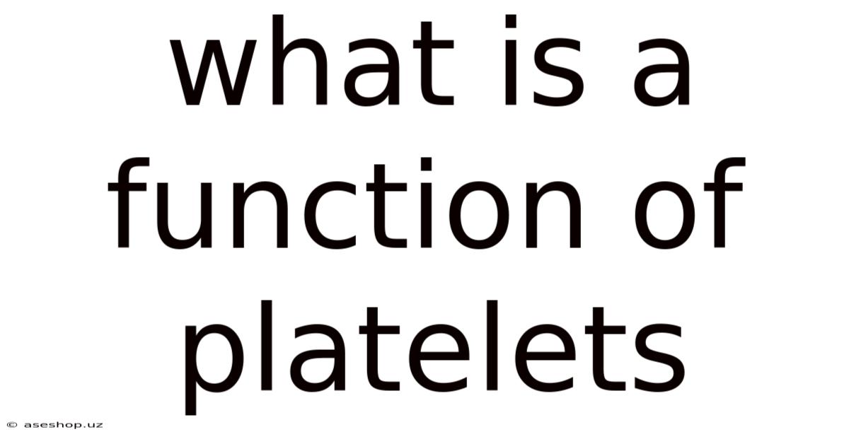 What Is A Function Of Platelets